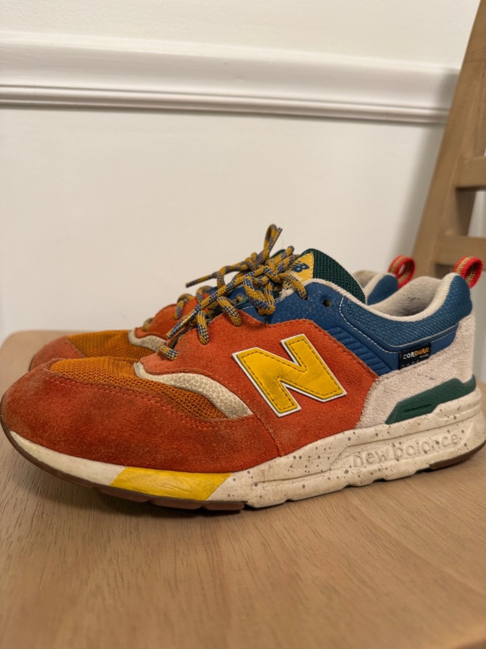 New Balance Women’s orange, Yellow & Blue Suede  Sneaker